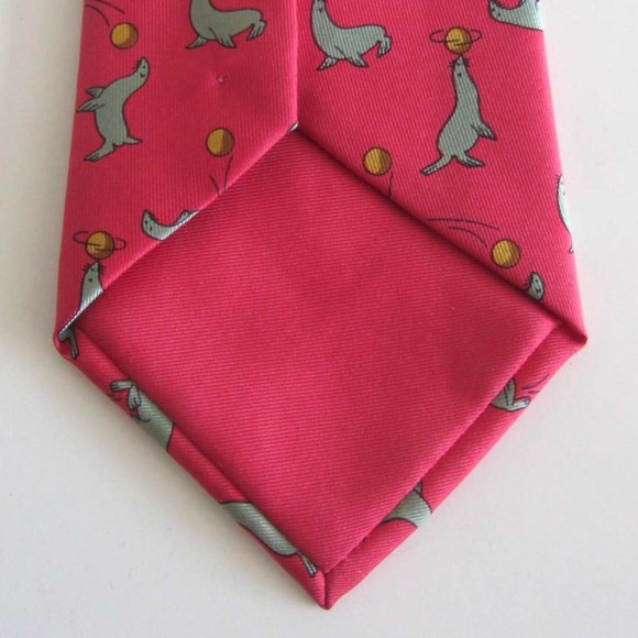 new HERMES seal w/ ball print tie France 100% silk - Picture 5 of 6